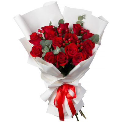 Букет «История любви» – 15 красных роз для вашей прекрасной истории Тихвин Ленинградская область