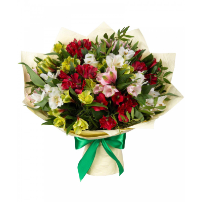 Букет «Теплые чувства» – разноцветные альстромерии с нежным посылом Тихвин Ленинградская область