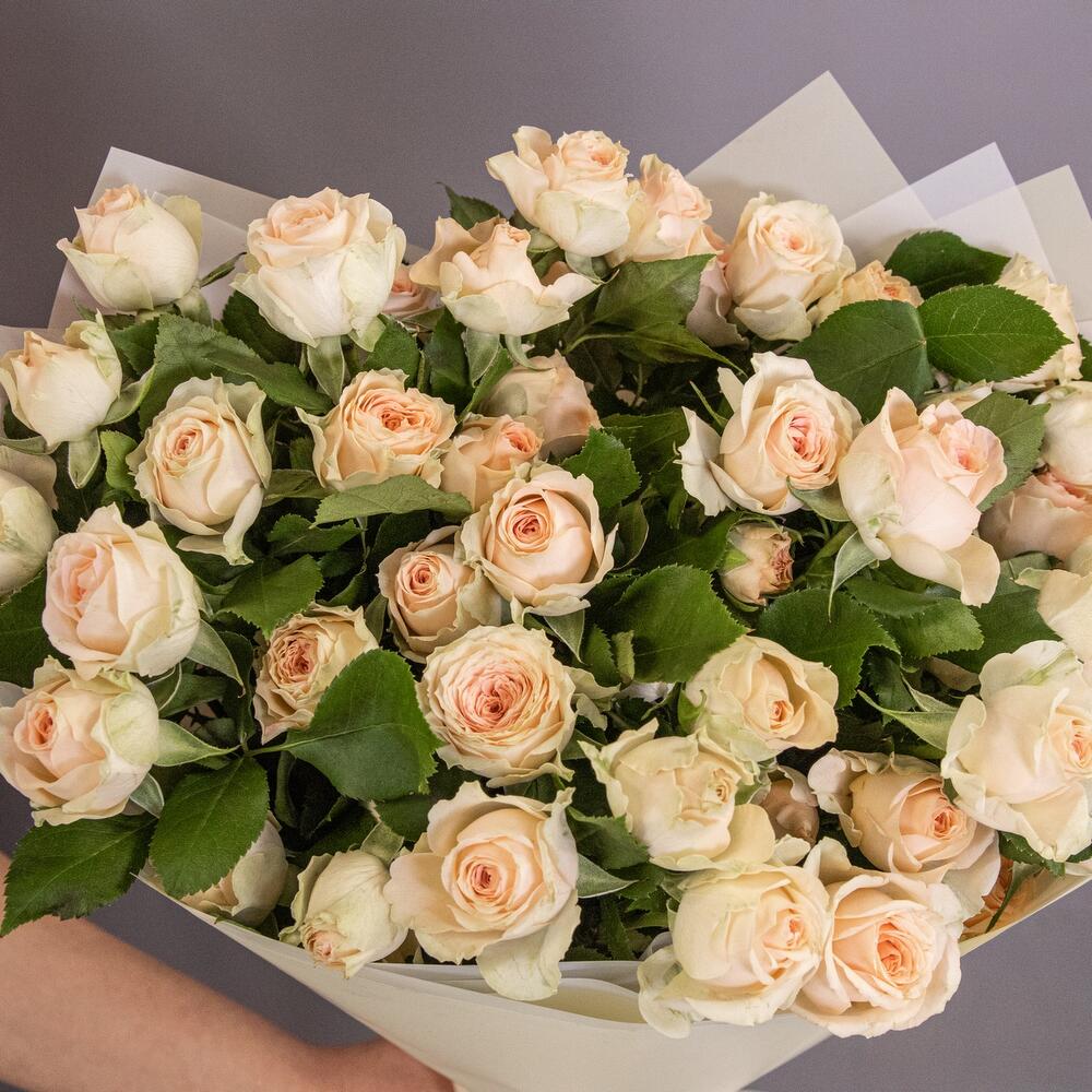 Букет «Персик» – пышные кустовые розы нежно-персикового оттенка Тихвин Ленинградская область