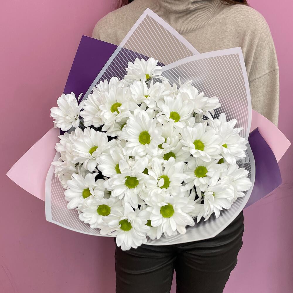 Букет «Весеннее настроение» – свежесть белых хризантем Тихвин Ленинградская область