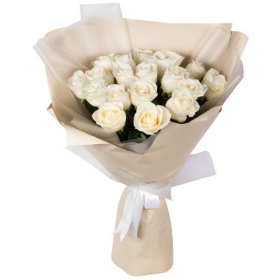 Букет «Эйфория» из 19 белых роз — символ чистой светлой любви Тихвин Ленинградская область