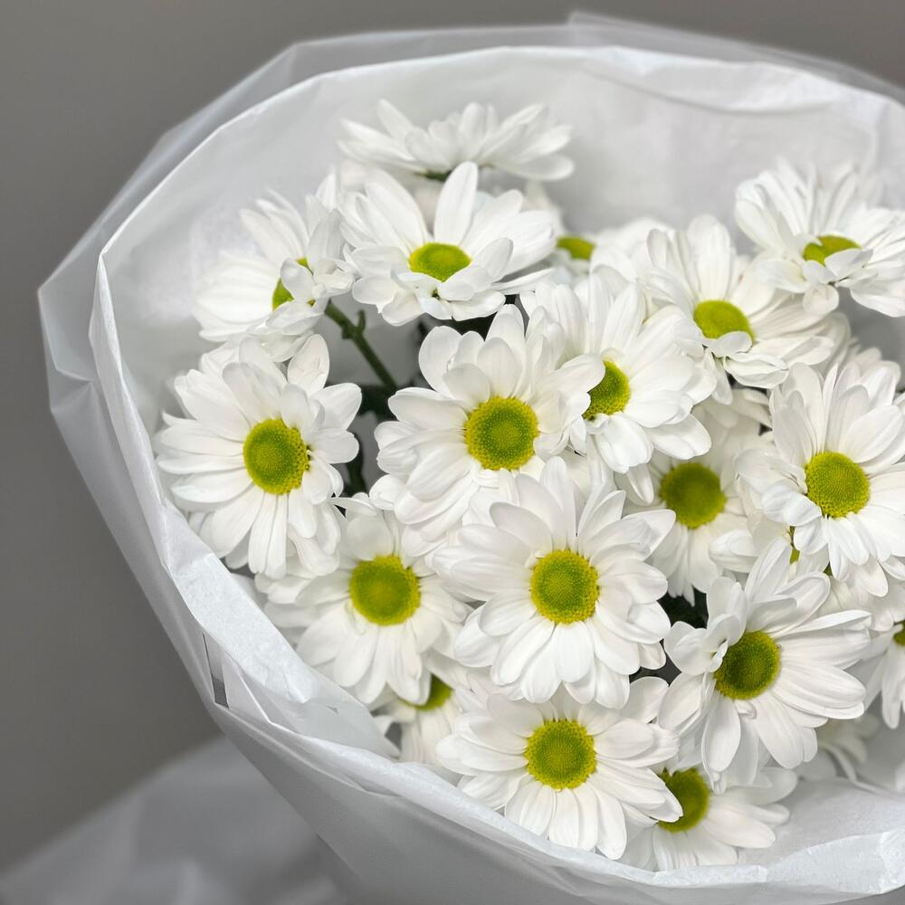 Букет «Ромашковый» – нежные белые хризантемы в деревенском стиле Тихвин Ленинградская область