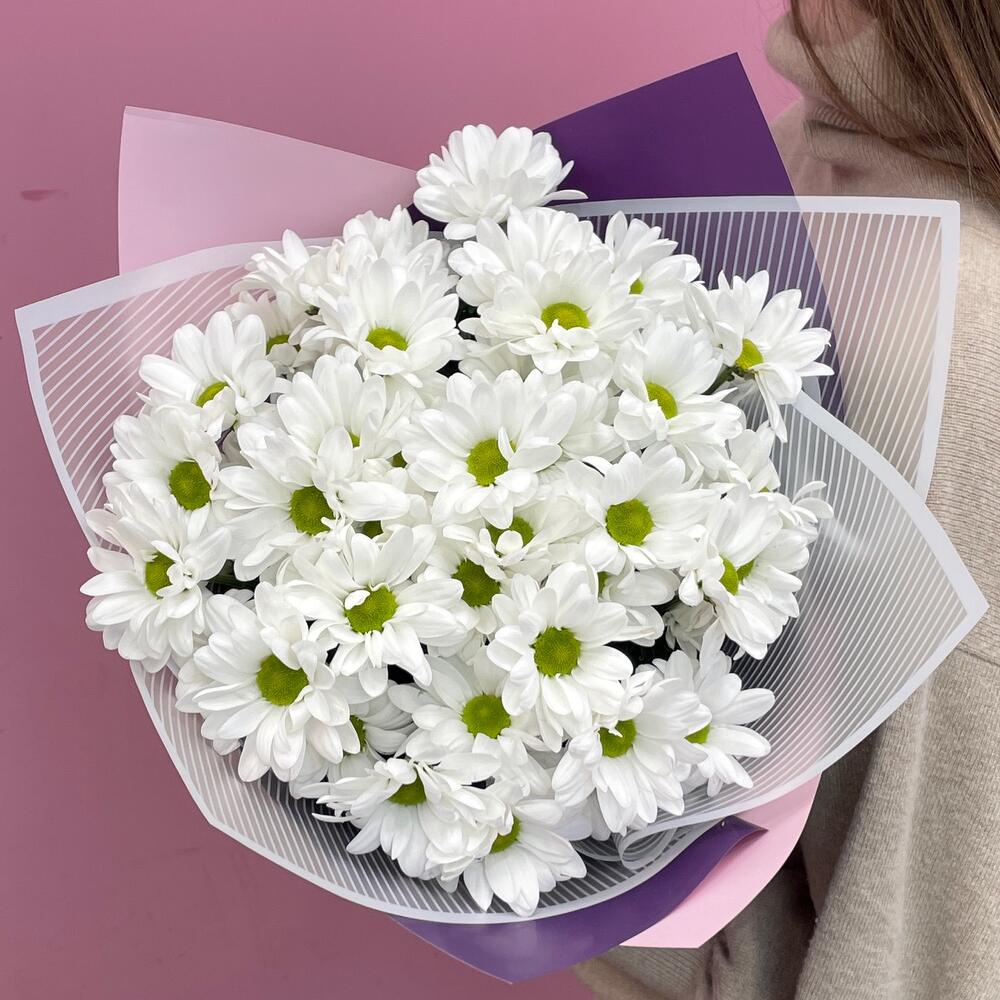 Букет «Весеннее настроение» – свежесть белых хризантем Тихвин Ленинградская область