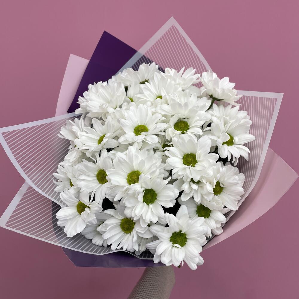 Букет «Весеннее настроение» – свежесть белых хризантем Тихвин Ленинградская область