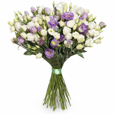 Изысканный букет из белых и фиолетовых эустом – гармония контрастов Тихвин Ленинградская область