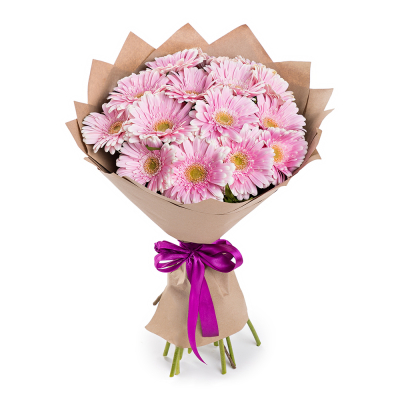 Нежный букет из 15 розовых гербер – воплощение трогательных чувств Тихвин Ленинградская область