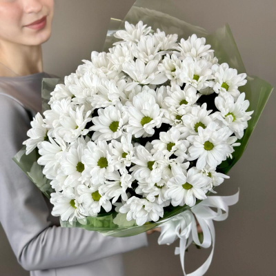 Букет «Мечты о лете» – свежесть белых хризантем Тихвин Ленинградская область