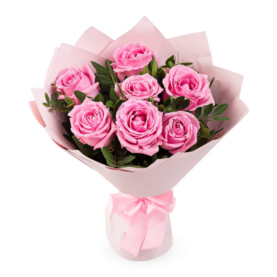 Букет из розовых роз с фисташкой – нежность в каждом лепестке Тихвин Ленинградская область