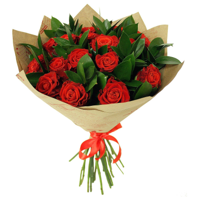 Букет «Фейерверк чувств» – 15 красных эквадорских роз для ярких признаний Тихвин Ленинградская область