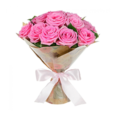 Букет из розовых роз с рускусом – нежность в каждом лепестке Тихвин Ленинградская область