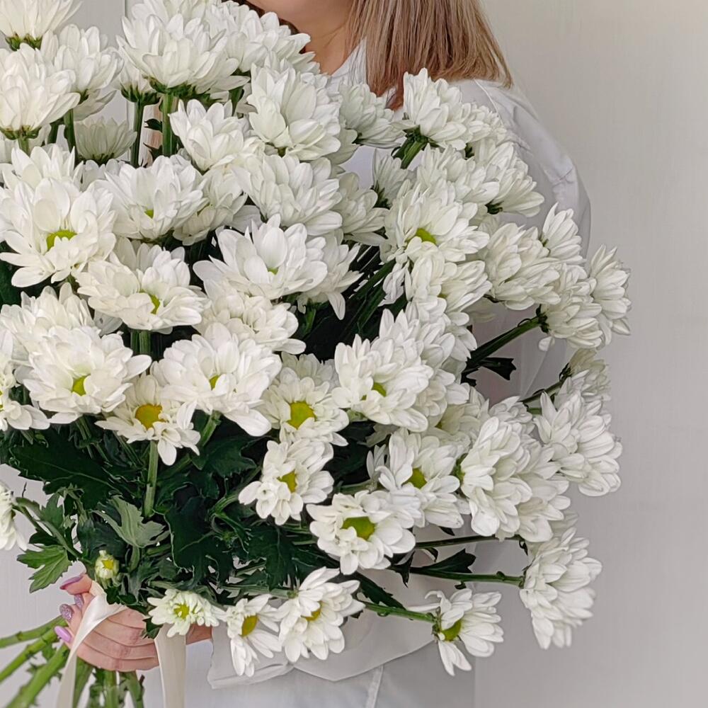 Букет «Ромашка» — свежесть белых хризантем в деревенском стиле Тихвин Ленинградская область