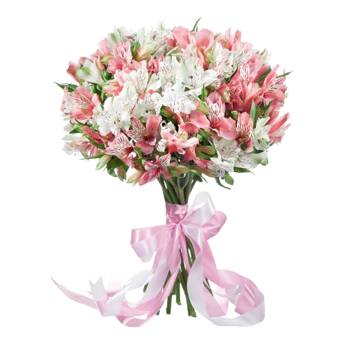 «Воздушная нежность»  букет из розовых альстромерий Тихвин Ленинградская область