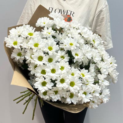 Букет «Летняя свежесть» – дыхание лета в белых хризантемах Тихвин Ленинградская область