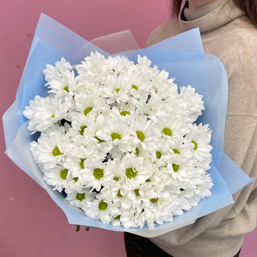 Букет «Ромашковое поле» – свежесть белых хризантем Тихвин Ленинградская область