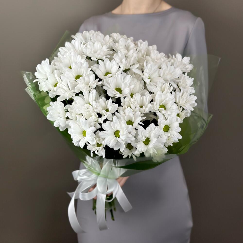 Букет «Мечты о лете» – свежесть белых хризантем Тихвин Ленинградская область