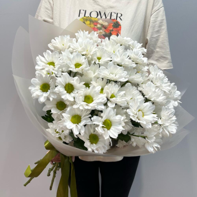 Букет «Летнее настроение» – свежесть белых хризантем Тихвин Ленинградская область