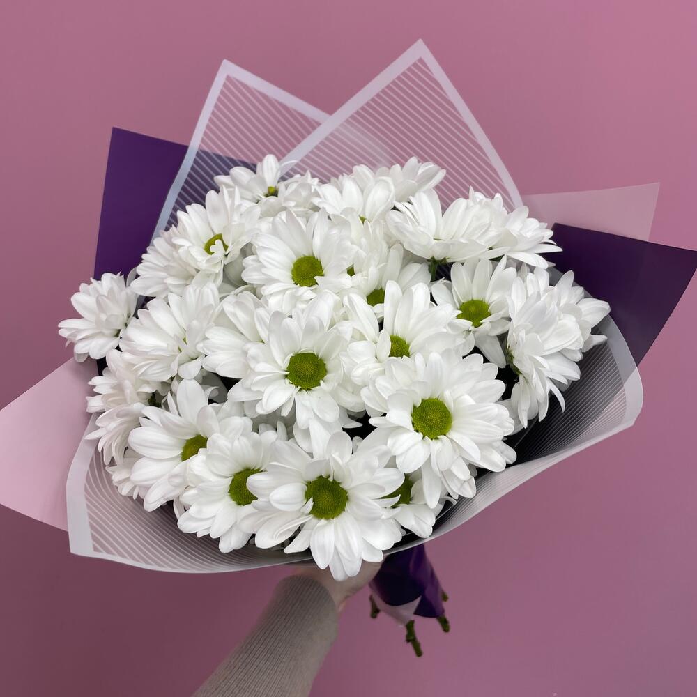 Букет «Весеннее настроение» – свежесть белых хризантем Тихвин Ленинградская область