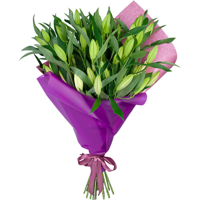 Изысканный букет из 15 свежих лилий – королевский подарок Тихвин Ленинградская область