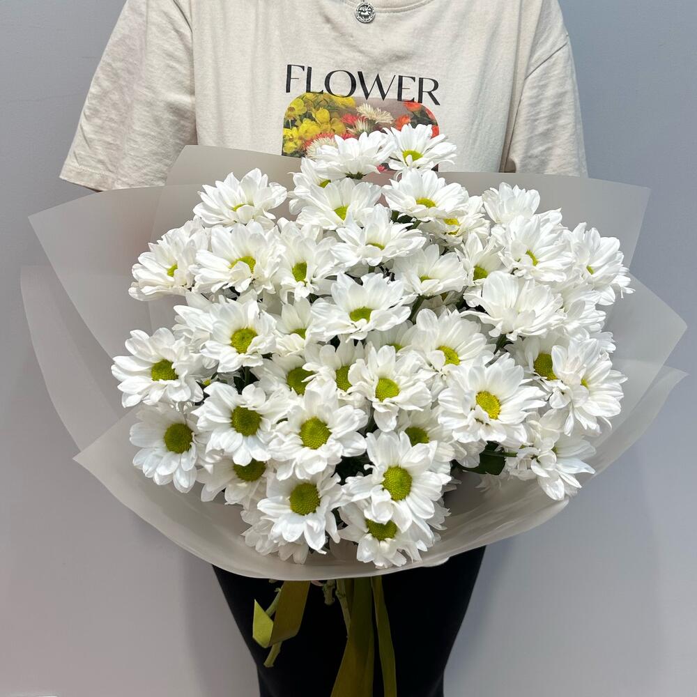Букет «Летнее настроение» – свежесть белых хризантем Тихвин Ленинградская область