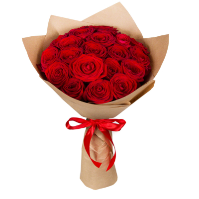 Букет из красных роз в крафт-бумаге Тихвин Ленинградская область