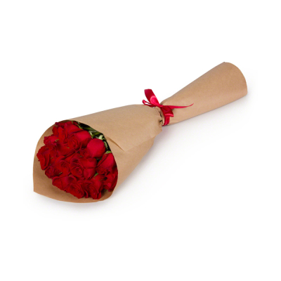 Букет из красных роз в крафтовой упаковке Тихвин Ленинградская область