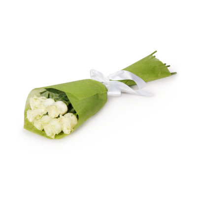 Букет из 7 белых роз в фетре